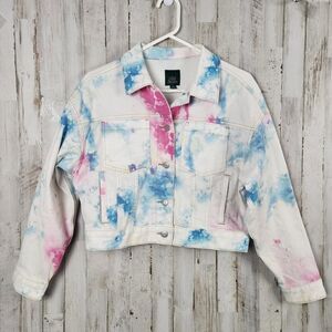 Wild Fable Tie Dye Jean Jacket White Size XS